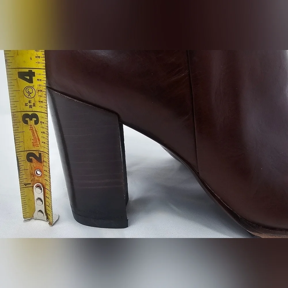 Aerin Women's Fuller Brown Leather Zip Up Ultra High Heel Ankle Boots Size 10M